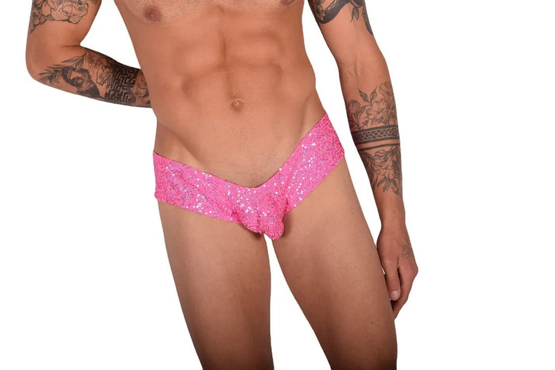 XL SMU Cheeky Boxer Brief Sequin Brazilian Back Underwear Pink 9925 LT2
