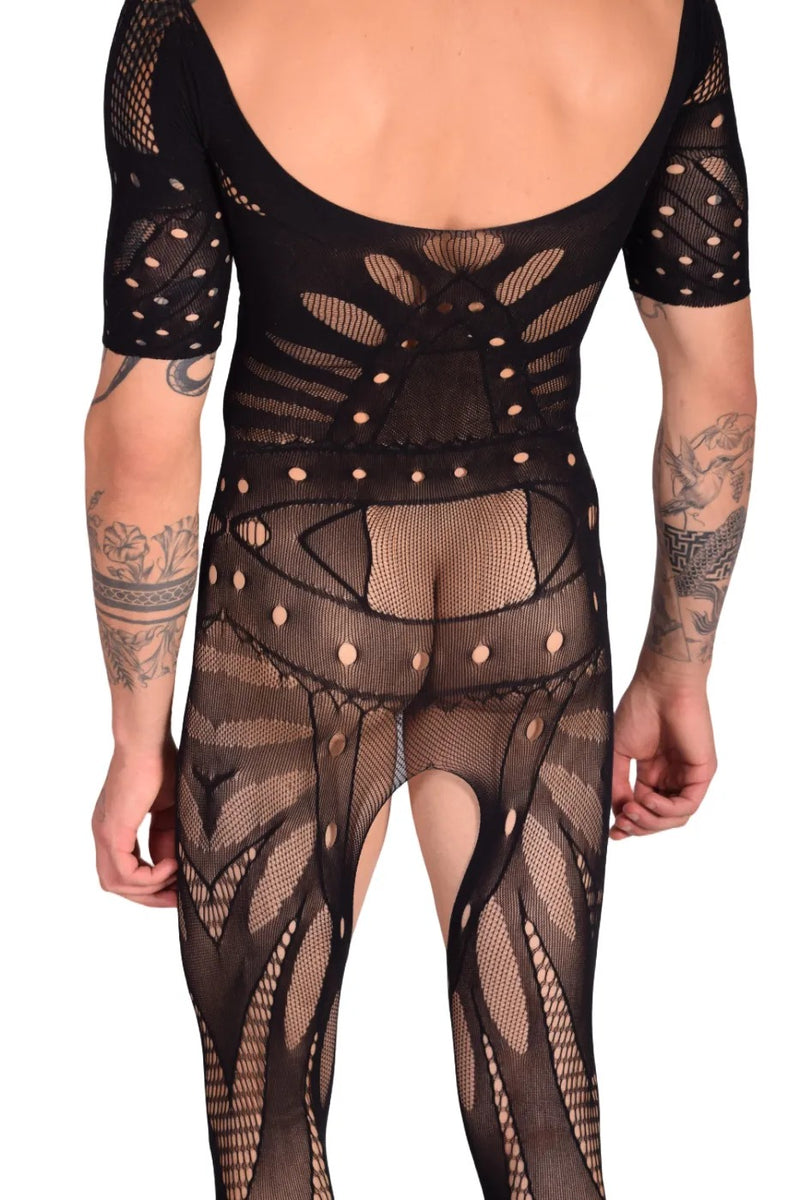 One Size Singlet SMU Mesh Mens Bodysuit Black 8812 MX21