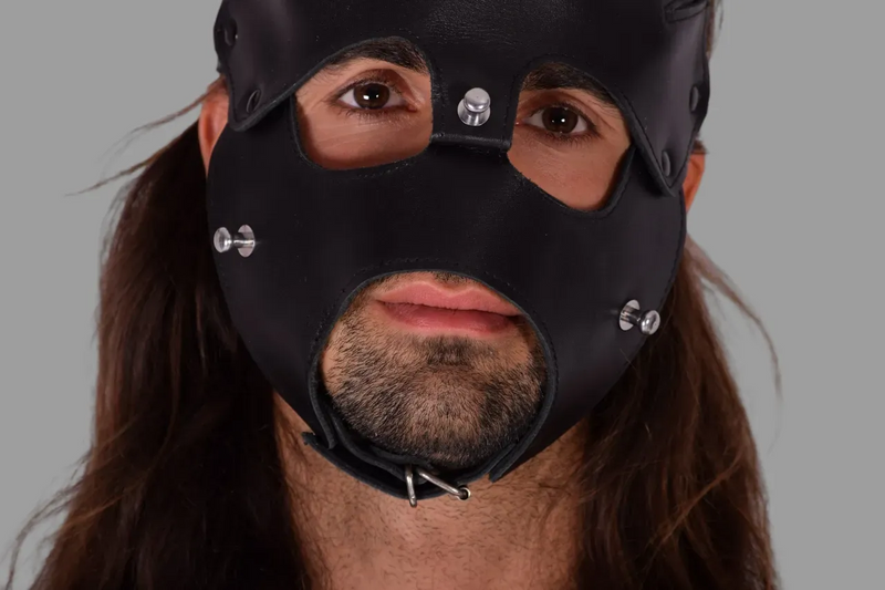 Masque à capuche pour chiot en cuir SMU avec muselière amovible Noir sx11