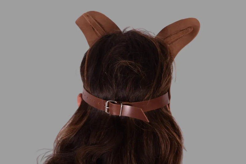 SMU 100% Canadian Leather Puppy Mask Dog Face  Brown sx11