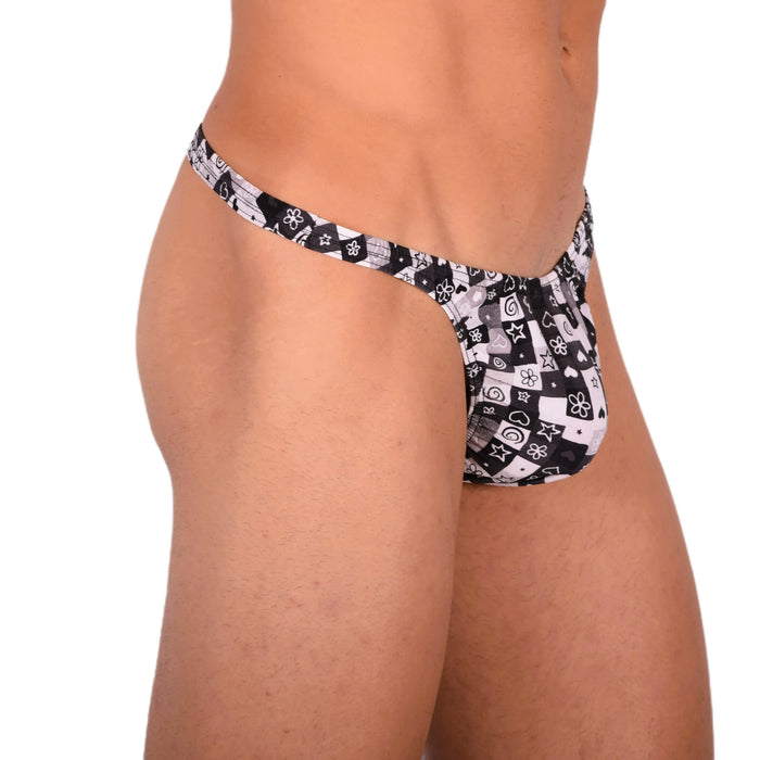 S SMU Sensual Black and White Thong 33730 MX15