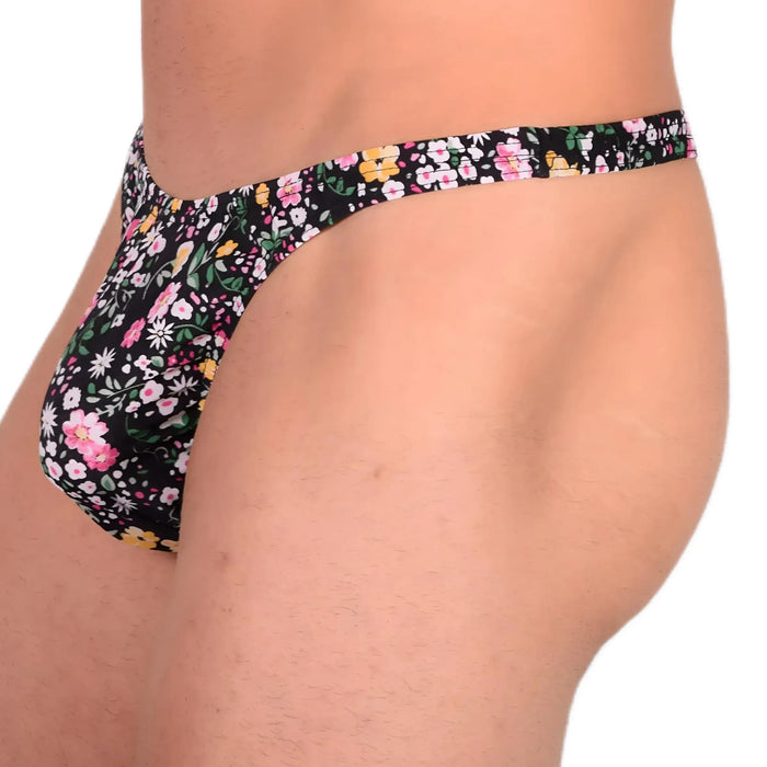 XS/S SMU Sensual Floral Explosion Black Thong 33530 MX13