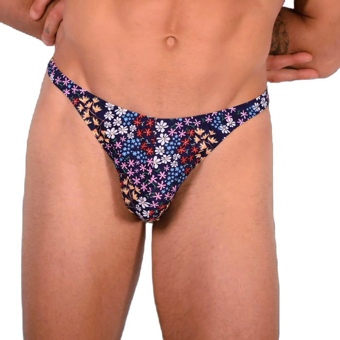 XS SMU Sexy Dark Blue Floral Explosion Thong 33650 MX14