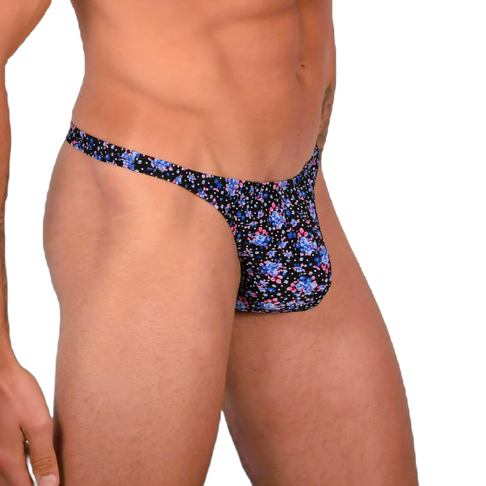 XS/S SMU Sexy Deep Blue Floral Explosion Thong 33653 MX14