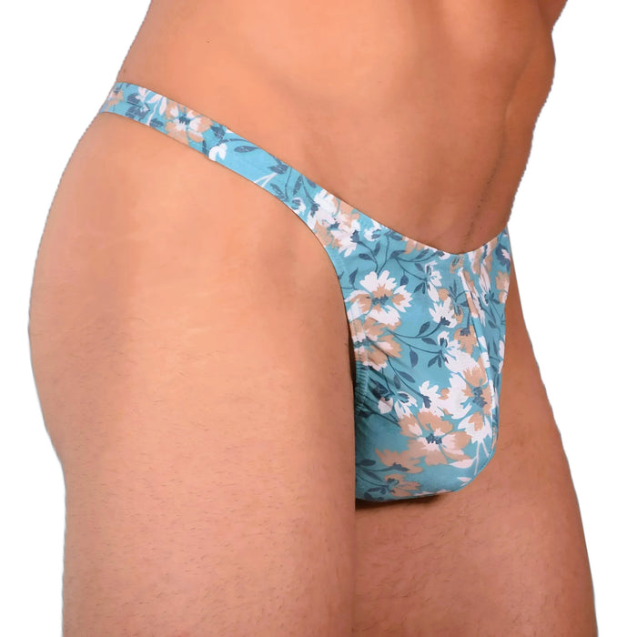 S SMU Sexy Turquoise Floral Explosion Thong 33654 MX14