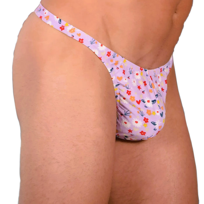 S SMU Sexy Light Purple Floral Explosion Thong 33655 MX14