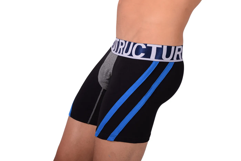 Boxer à structure privée Befit Athlete, tronc long, rayures bleues, noir, 3347 30