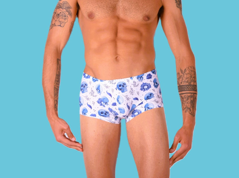 SMU Skulls Mini Boxer Brief Sporty Cut White P01005 H42