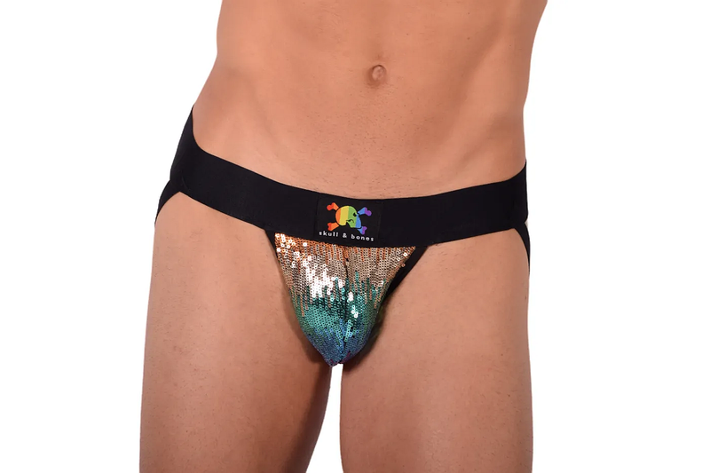 Small Jockstrap SKULL & BONES Shiny Sparkling Rainbow Jock 9