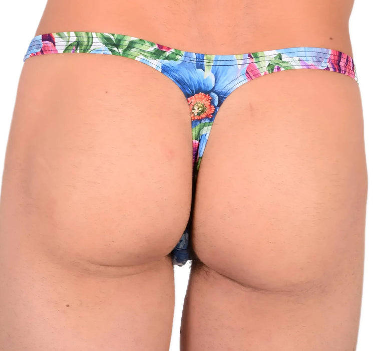 S/M SMU Sensual Tropical Flowers Thong 33563 MX13