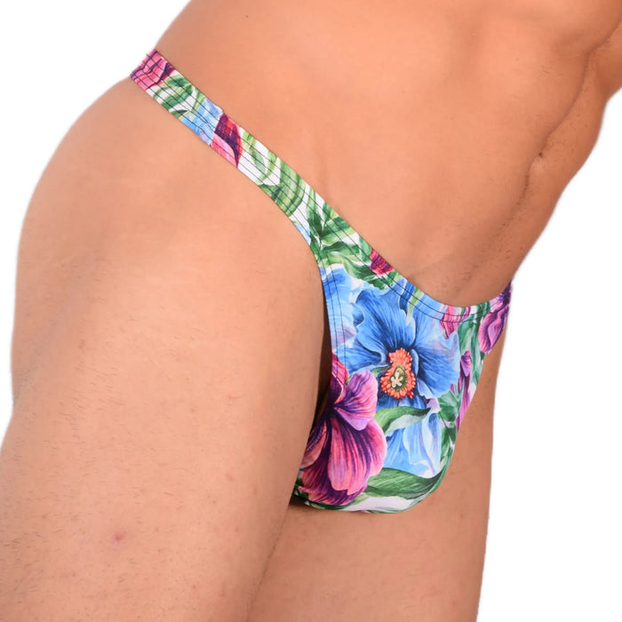 S/M SMU Sensual Tropical Flowers Thong 33563 MX13