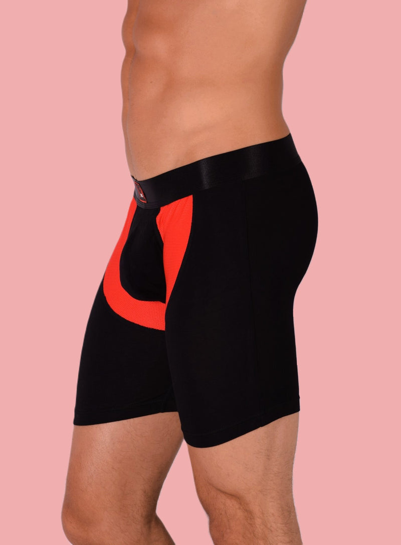 Sous-vêtements de sport SMU Boxer long noir et rouge 87655 MX12