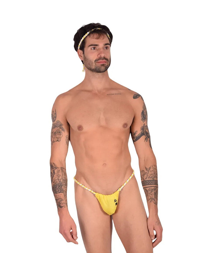 SMU Thongs Sumo-Rope Yellow Thong And Head Band 4827 MX4