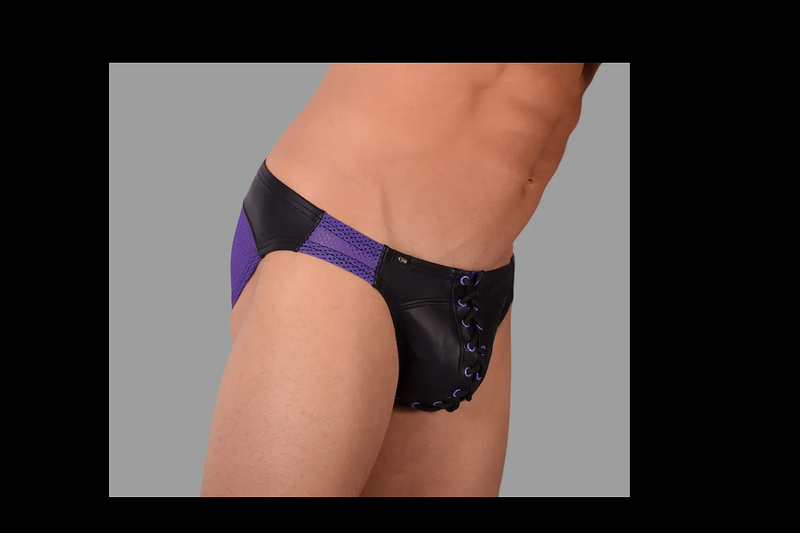 SMU Eye Grabber Leather brief Black Purple P01003 H5