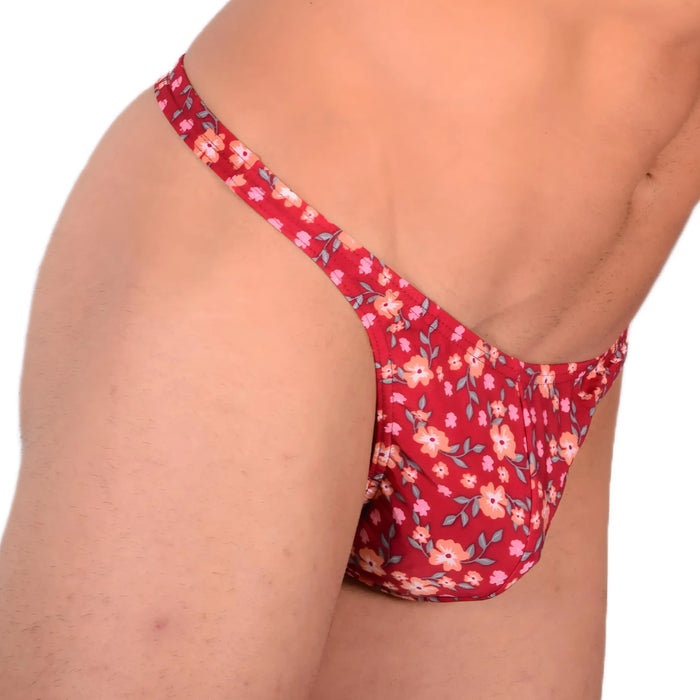 M SMU Sensual Thong Wine Floral 33590 MX13