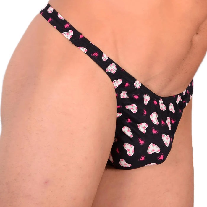 M SMU Sensual Thong Black/Pink Hearts 33592 MX13