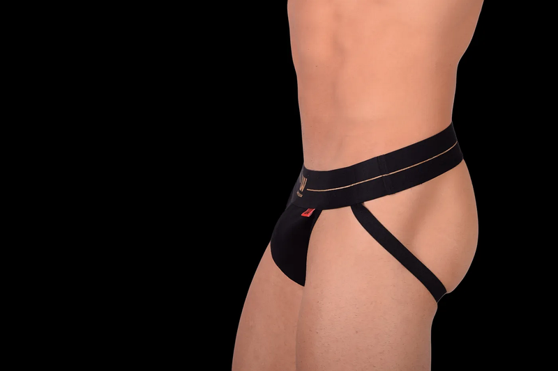 LVW AMSTERDAM Jockstrap Or Coton Italien Lisse Jock Noir GLV101 17