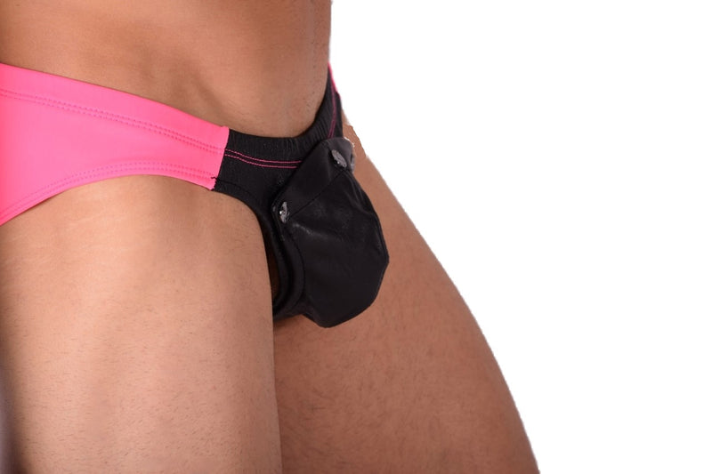 SMU Rave Peekaboo Removable Leather Pouch Brief Pink H1