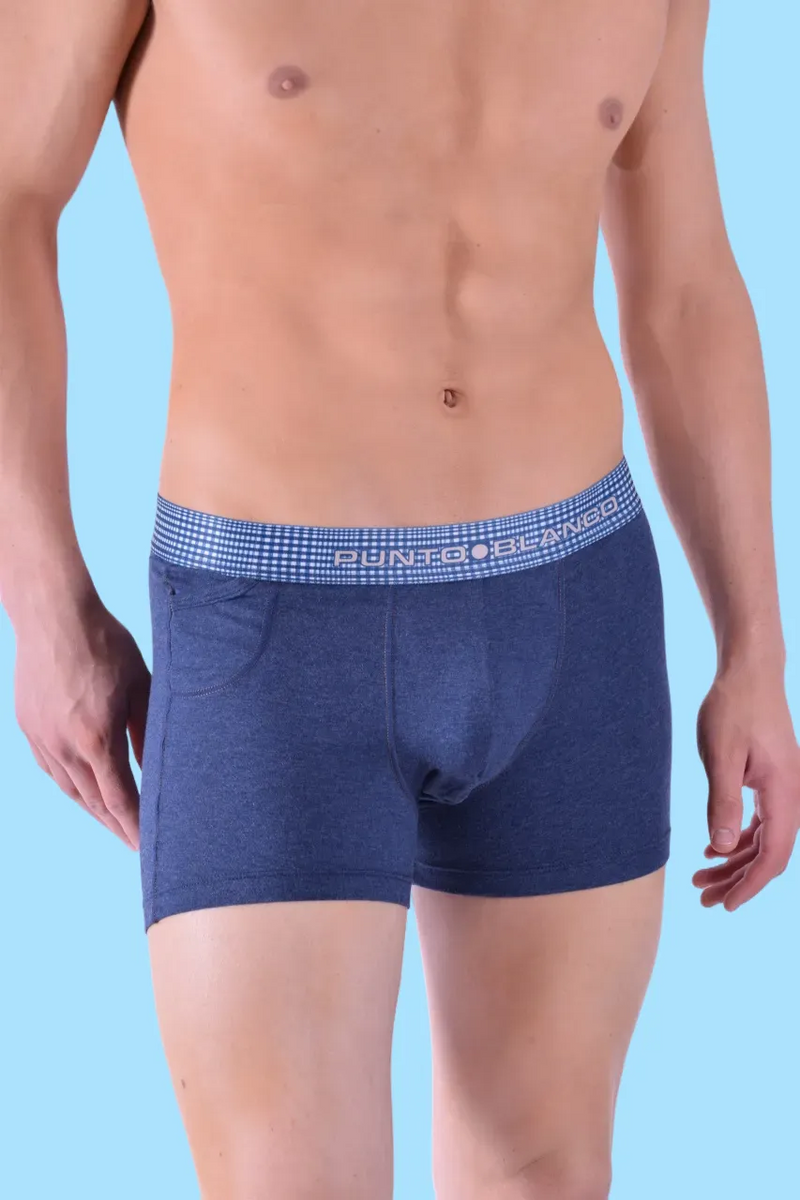 Grand Boxer Punto Blanco Heritage Boxer Long Coton Bio Bleu 3485 9