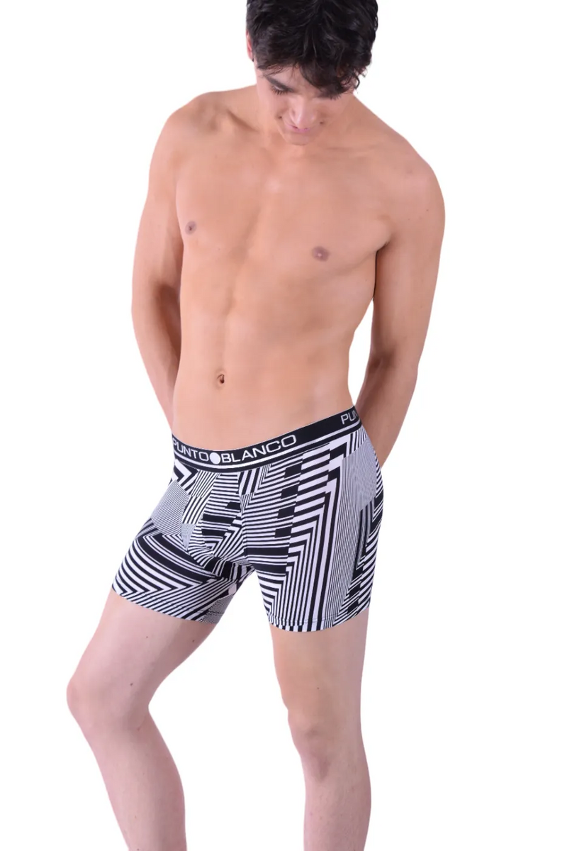 Boxer Punto Blanco Lycra Confort Long Boxers Noir Et Blanc Zèbre 3315 2