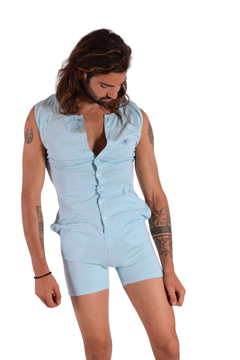 L'Homme Invisible Sleeveless Bodysuit Hypnos Ice Blue Cotton Jersay  HW137 8