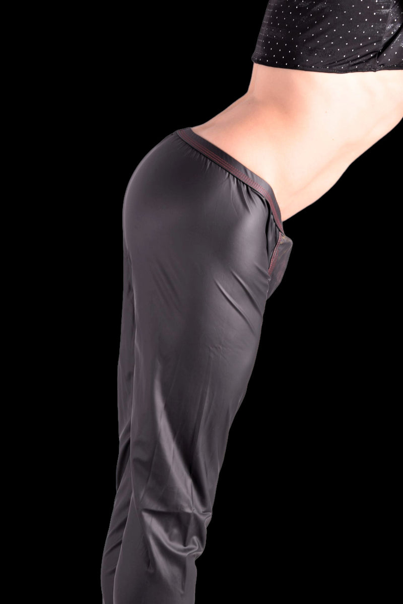 WOJOER Legging Synlex Latex-Look Legging Black Matt Red 331W421 9