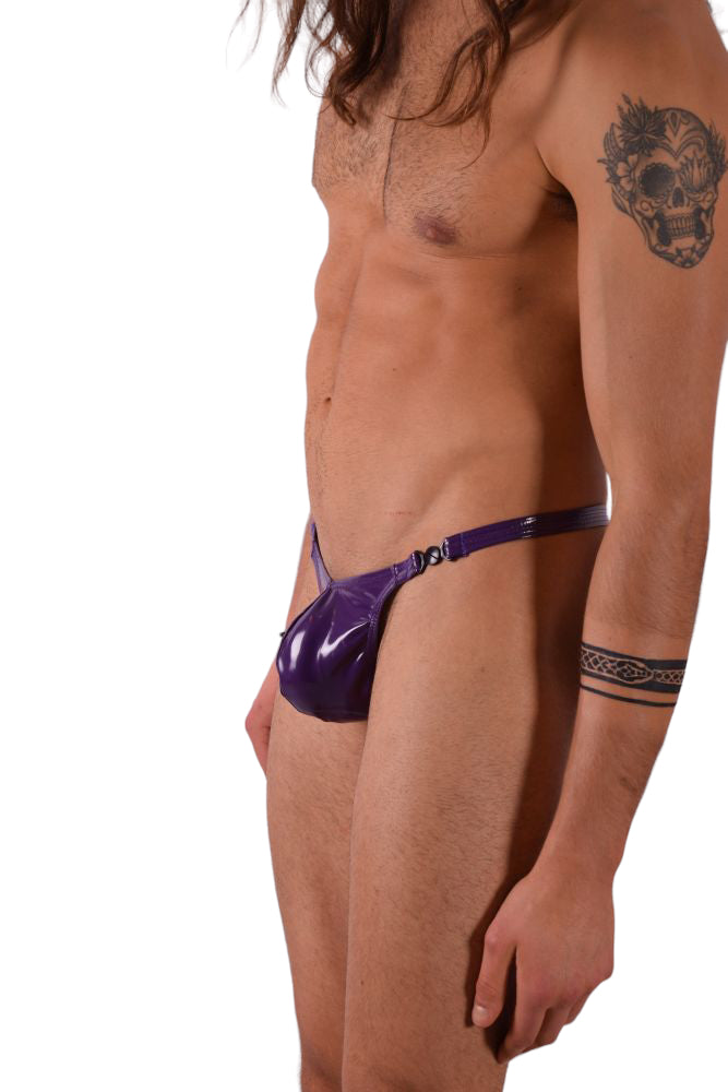 Petit string vinyle détachable pour homme SMU violet 33452 MX11