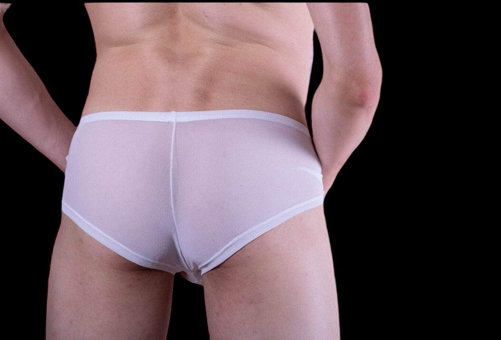 MOB Boxer Brief Sous-vêtements érotiques sexy pour hommes Blanc transparent Mbl04 3