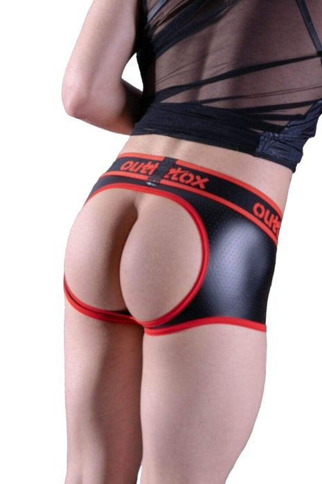 Outtox By Maskulo Open Back-Rear Boxer Trunks Red TR140-10 7