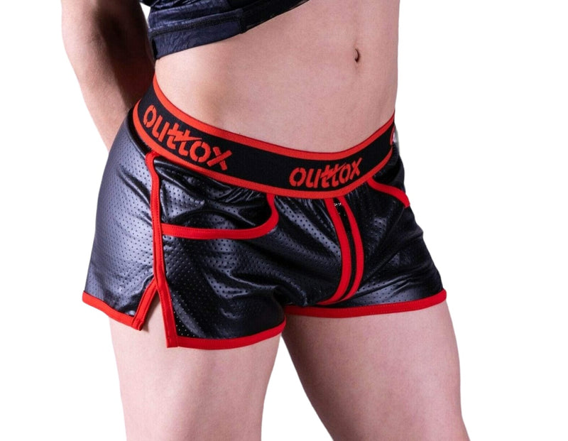 OUTTOX By Maskulo Short Full-Zipper Shorts Leather Look Red SH140-10 4