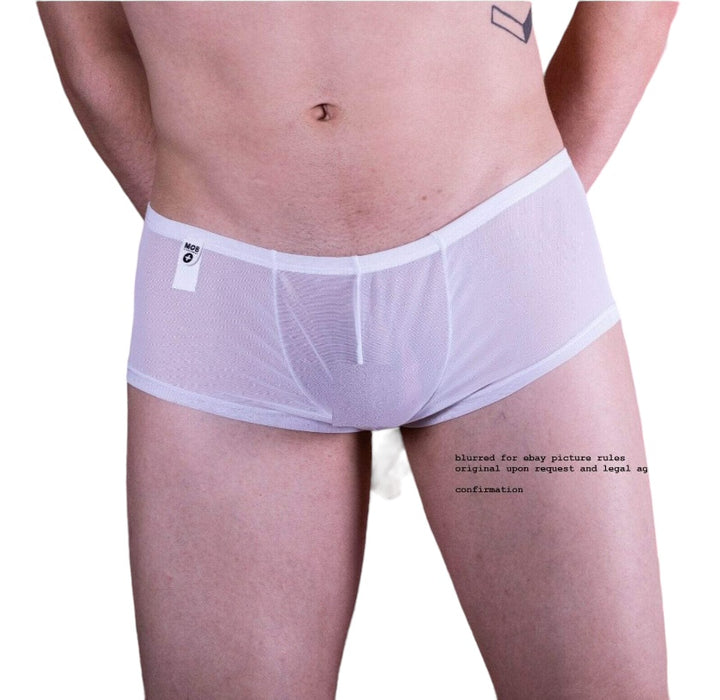 MOB Boxer Brief Sous-vêtements érotiques sexy pour hommes Blanc transparent Mbl04 3