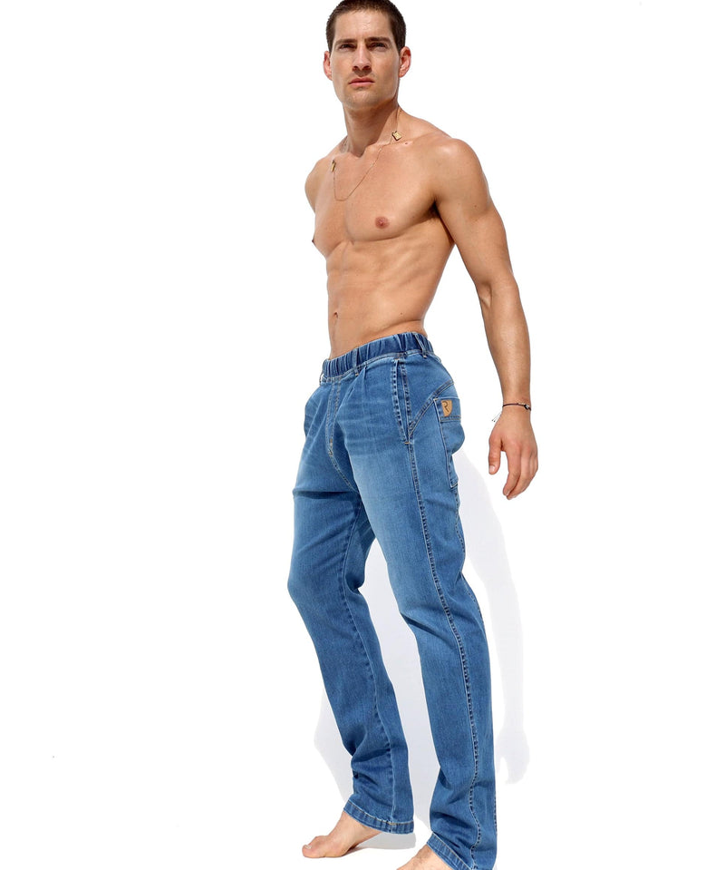 RUFSKIN Slim-Fit Straight Leg Stretch Denim Jeans Saddle Light Distressed