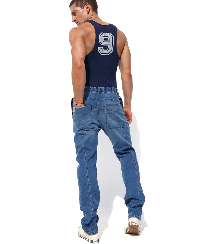 RUFSKIN Slim-Fit Straight Leg Stretch Denim Jeans Saddle Light Distressed