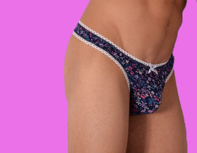 S/M SMU Mens Underwear Thong Tanga Flowers 33330 MX11
