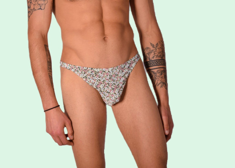 S/M SMU Sous-vêtements String Olive fleurs 33335 MX11