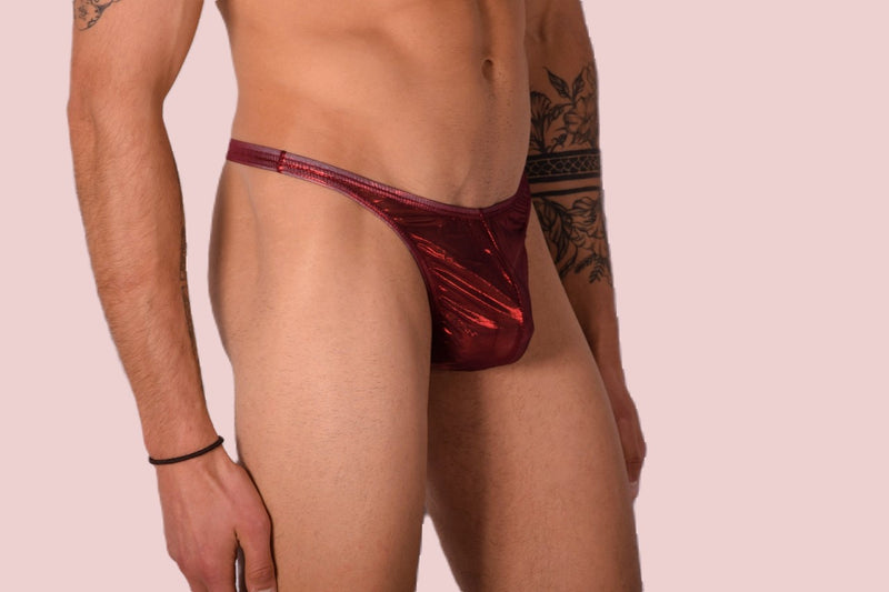 S/M SMU Sous-vêtements Homme String Transparent Rouge 33338 MX11