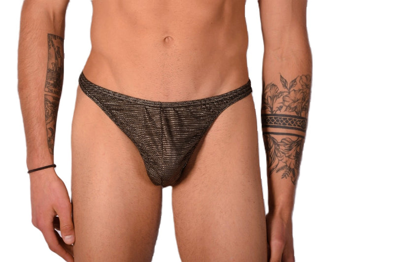 S/M SMU Sous-vêtements Homme String Or Brillant 33342 MX11