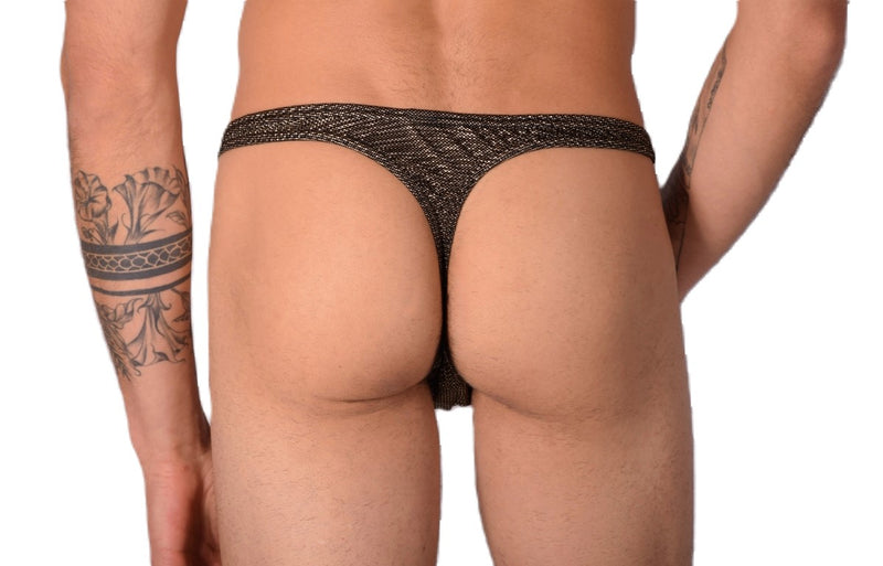 S/M SMU Sous-vêtements Homme String Or Brillant 33342 MX11