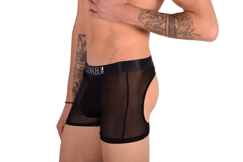 LARGE JJ MALIBU Sheer Opened Back Boxer Briefs Backless 2