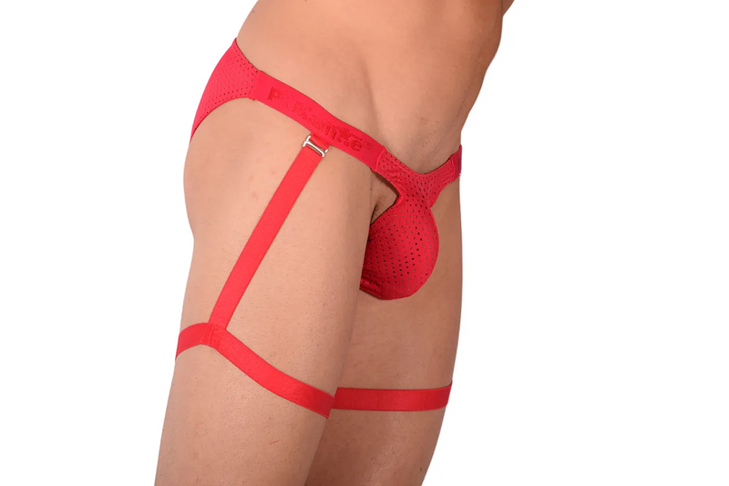 PIKANTE Slip séduisant avec bretelles supplémentaires Slip rouge soyeux et extensible 04995 1