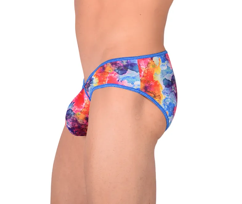 PIKANTE Colors Brief Slip taille basse extensible à bords éclaboussés Bleu clair 0506 1