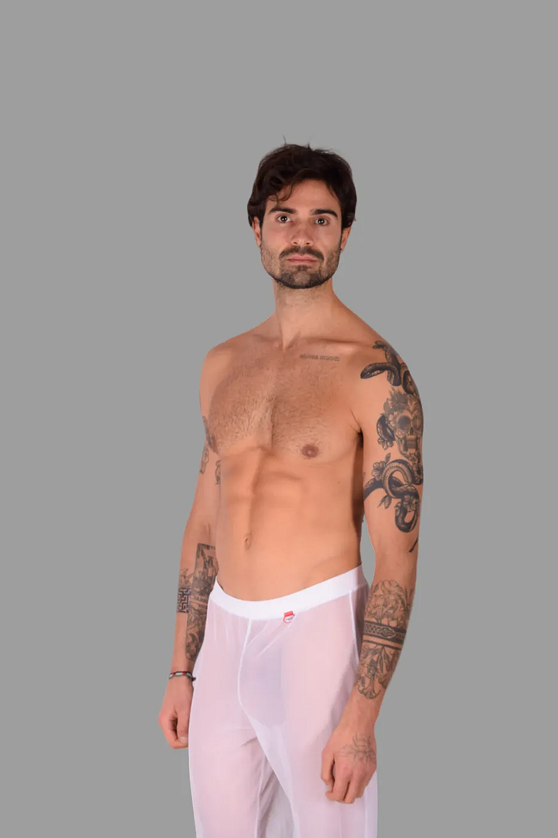 PIKANTE Pantalon en maille Vous Pantalon blanc transparent d'une douceur suprême longueur cheville 0490 4