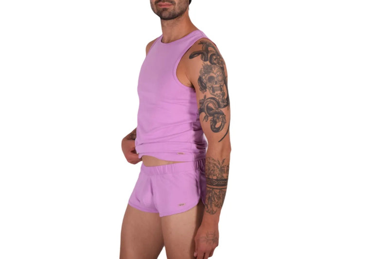 SUKREW Sleeveless Tank Top With Rounded Neck Vest in Pale Magenta 27