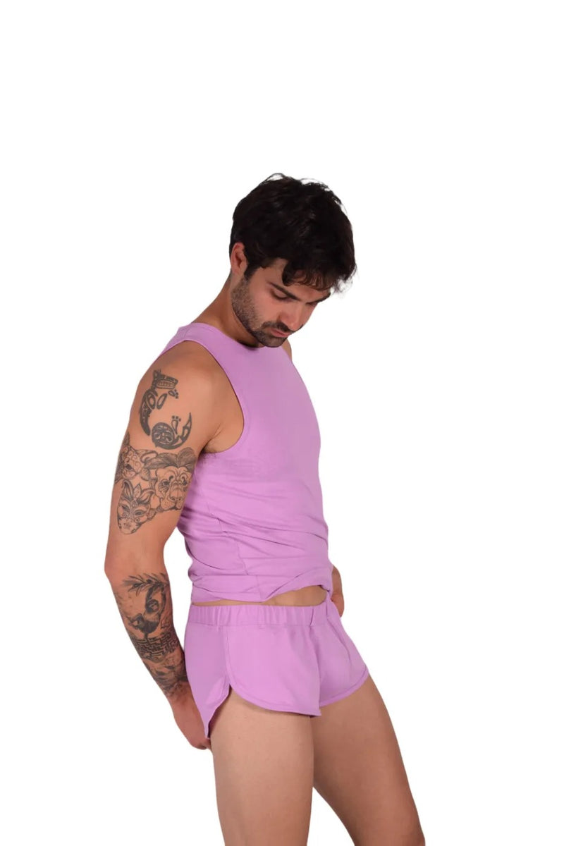 SUKREW Sleeveless Tank Top With Rounded Neck Vest in Pale Magenta 27