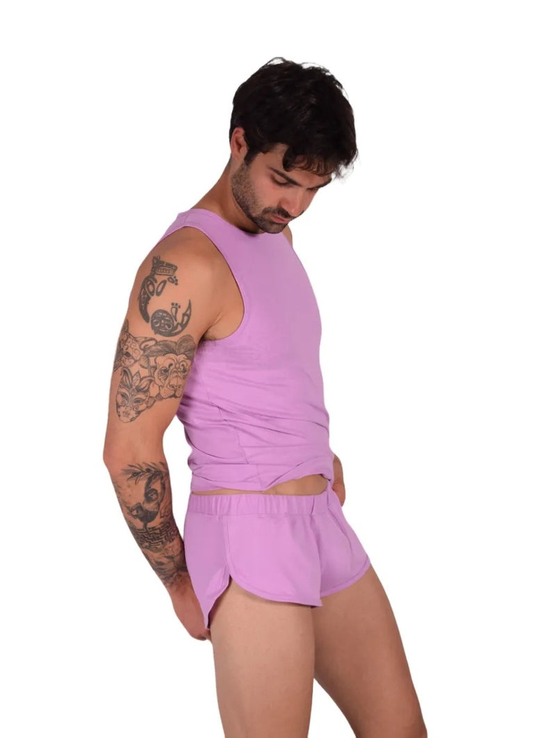 SUKREW Sleeveless Tank Top With Rounded Neck Vest in Pale Magenta 27