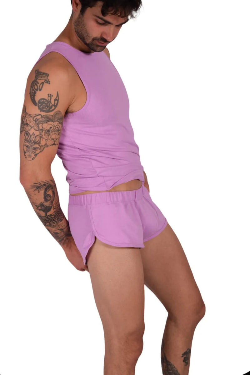 SUKREW Sleeveless Tank Top With Rounded Neck Vest in Pale Magenta 27