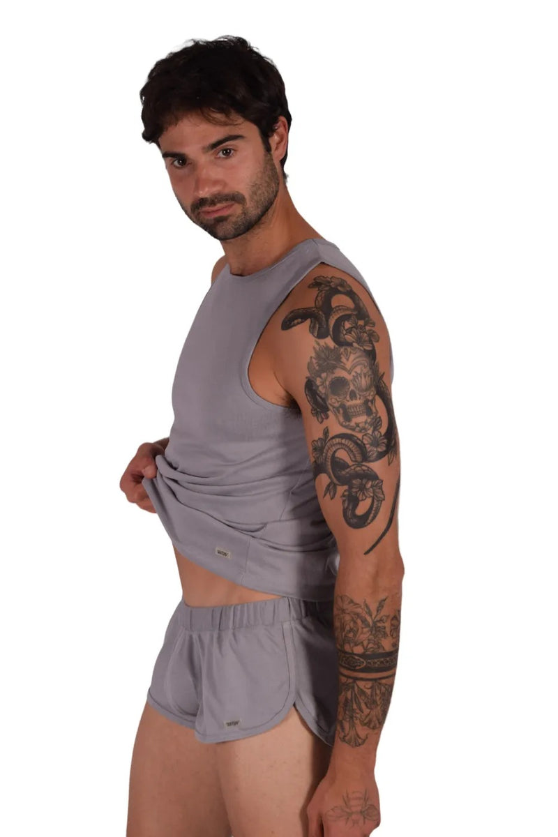 SUKREW Sleeveless Tank Top With Rounded Neck Vest in Studio Grey 21