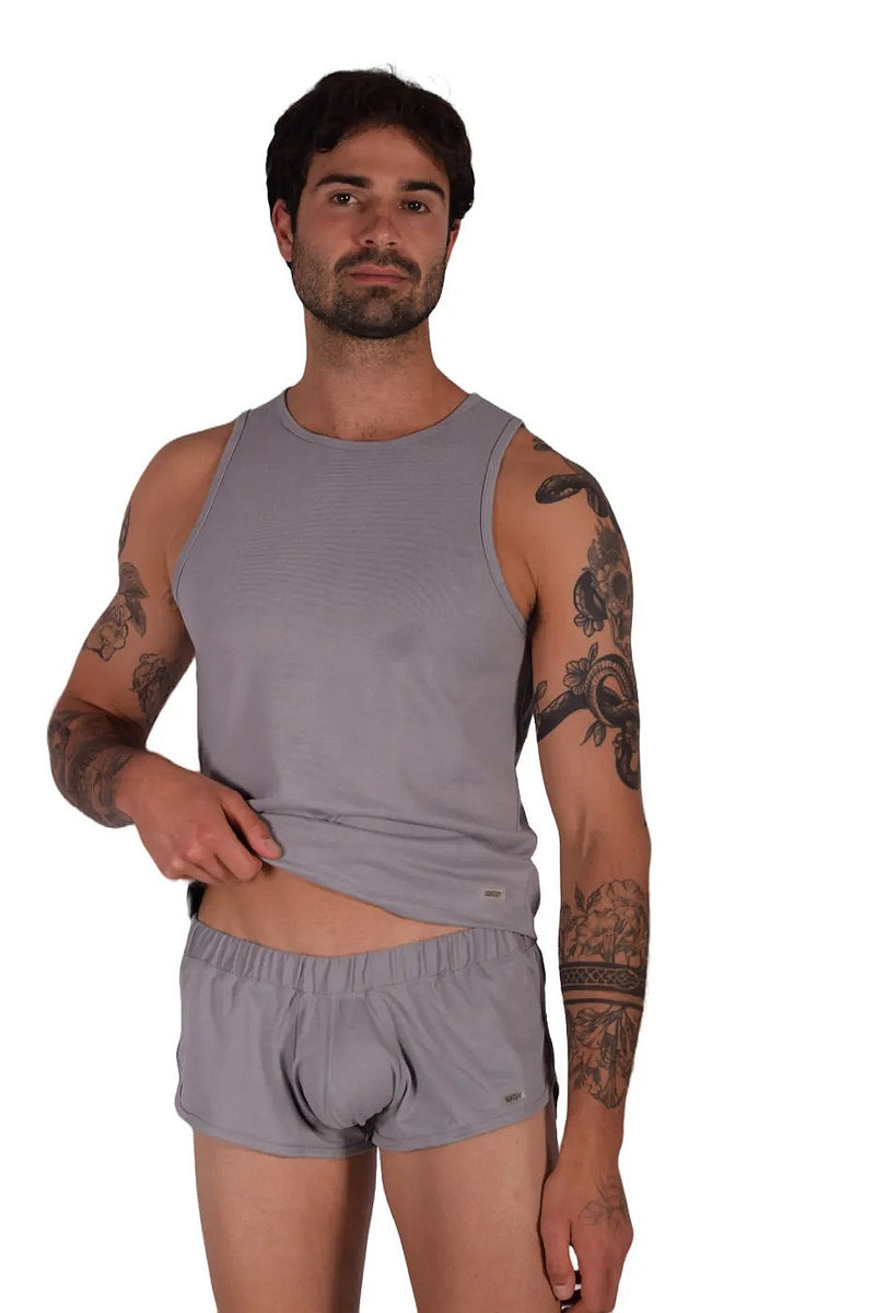 SUKREW Sleeveless Tank Top With Rounded Neck Vest in Studio Grey 21