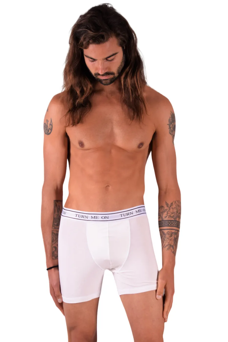 POP Sous-vêtements Turn Me On Boxer Long Bambou Hypoallergénique Classique Blanc 3