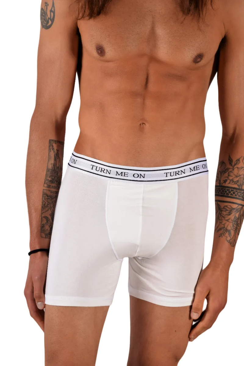 POP Sous-vêtements Turn Me On Boxer Long Bambou Hypoallergénique Classique Blanc 3